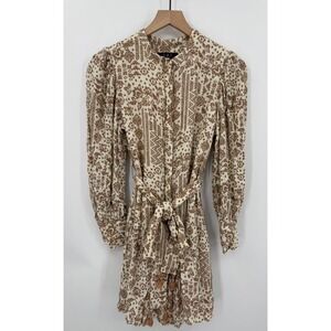 OPT Dress Womens Medium Brown‎ Floral Long Sleeve Boho Cottage Fall Party